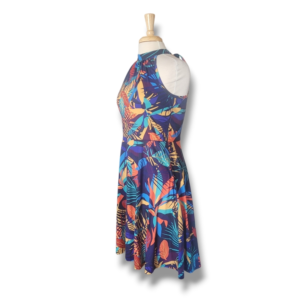 Ouges Halter Tropical Color Sleeveless Midi Dress… - image 8